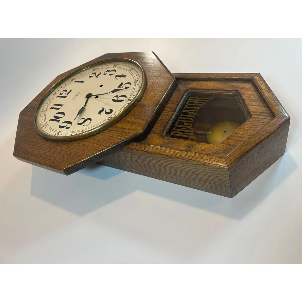 Howard Miller Regulator Wall Clock Chimes Mechanical Key 612-533 Honey Oak Works
